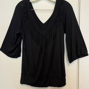 American Rag Black Fringed Top size Small